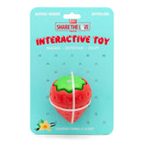 Jeffers Squeaky Strawberry Natural Rubber Dog Dental Chew Toy with Squeaker & Vanilla Scent for Medium Chewers