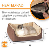 K&H Thermo-Pet Cuddle Cushion Heated Pet Bed – Indoor Heated Sofa-Style Bed for Cats & Small Dogs with Removable Cushion