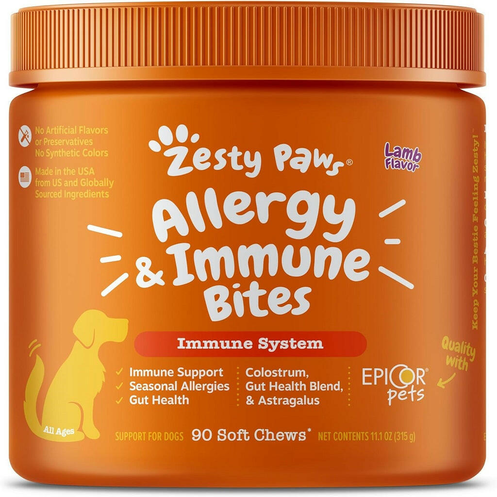 Zesty Paws Allergy & Immune Bites Lamb Flavored Chews for Dogs (90 ct)