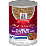 Hill's Science Diet Senior 7+ Healthy Cuisine Canned Dog Food, Braised Beef, Carrots & Peas Stew (12.5 oz x 12 cans)