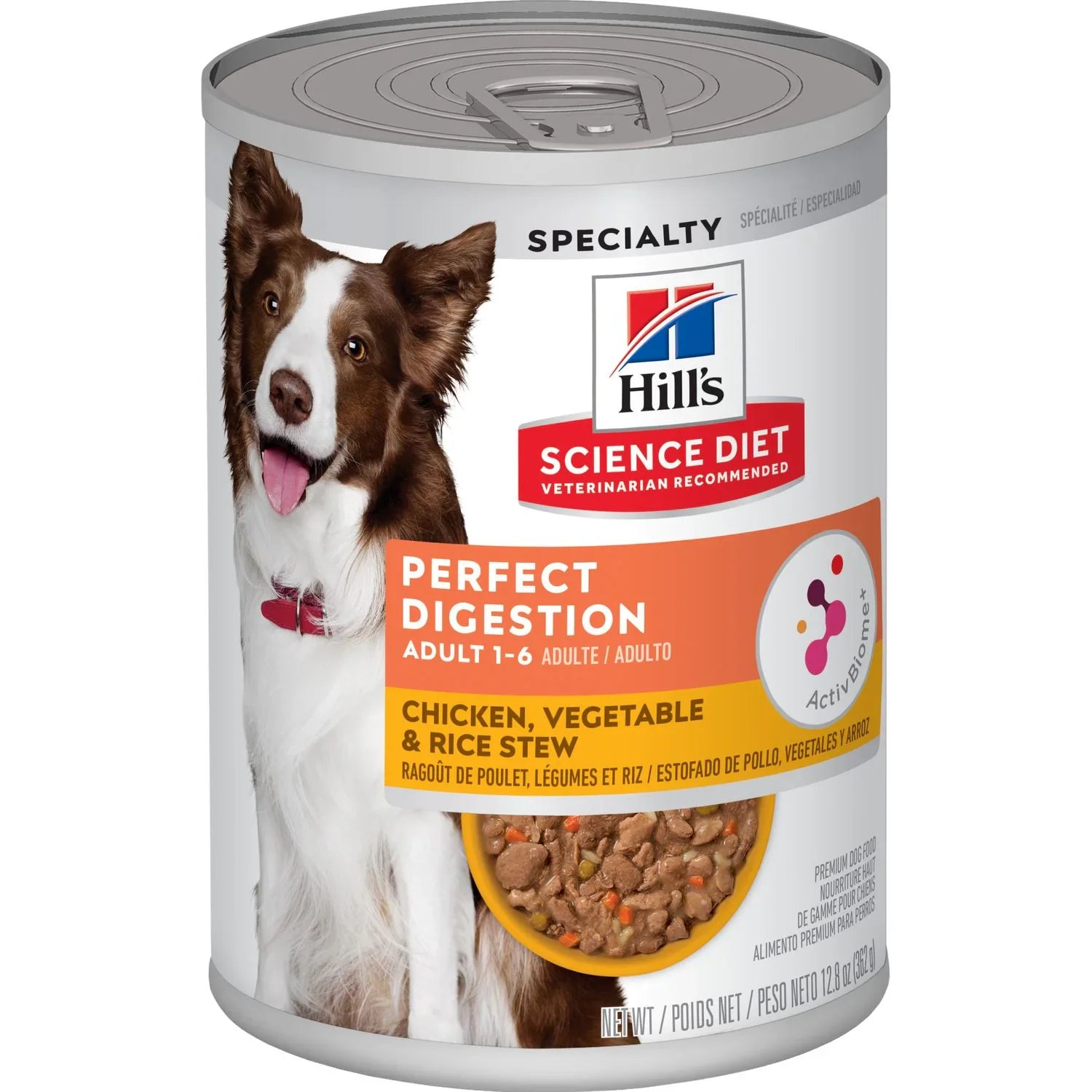 Hill's Science Diet Adult Perfect Digestion Chicken, Vegetable & Rice Stew Canned Dog Food (12.8 oz x 12 cans)