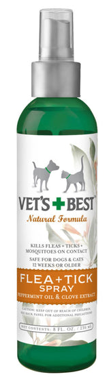 Vet's Best Natural Flea + Tick Spray For Dogs & Cats (8 oz)