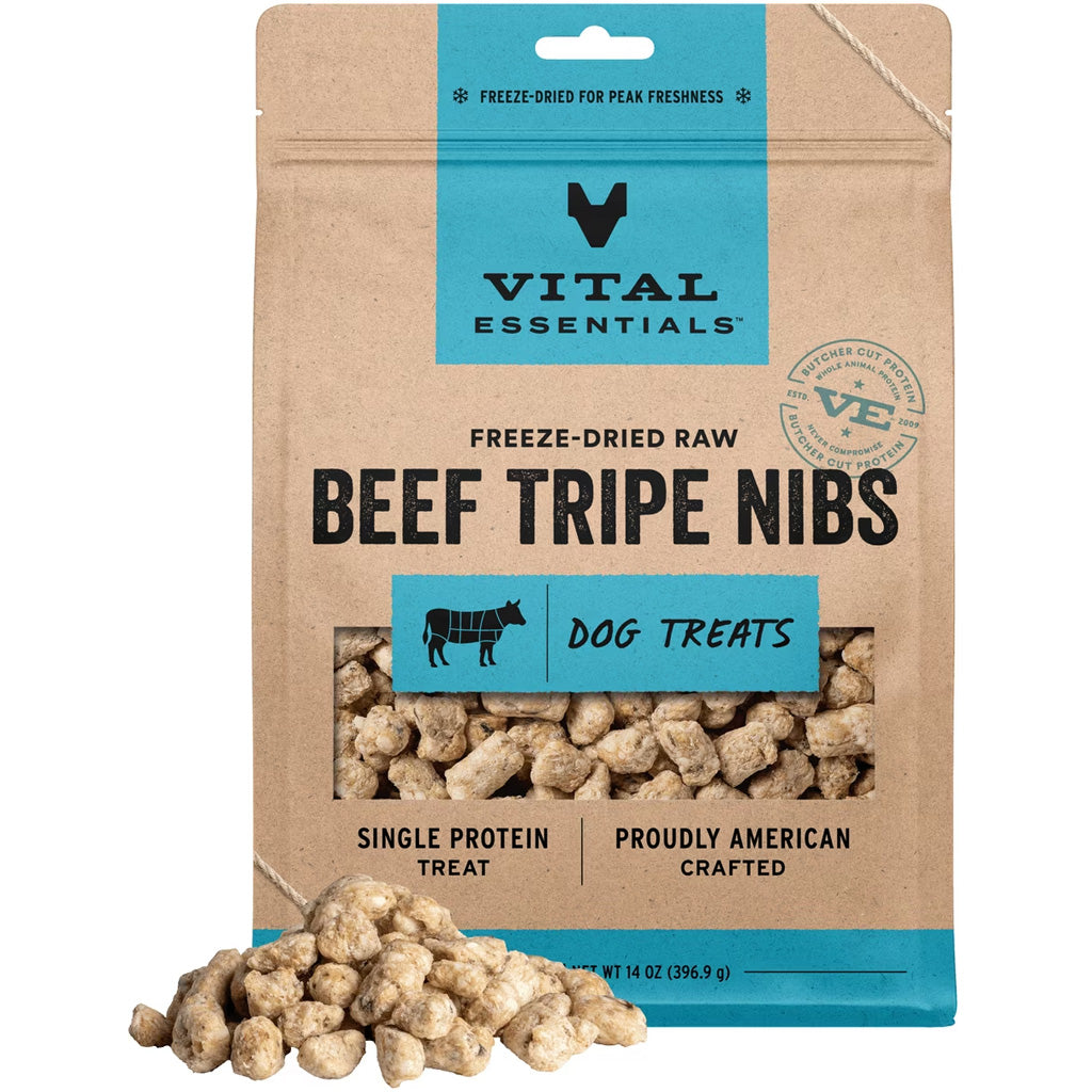 Vital Essentials Freeze-Dried Beef Tripe Nibs Treats for Dogs, 14-oz