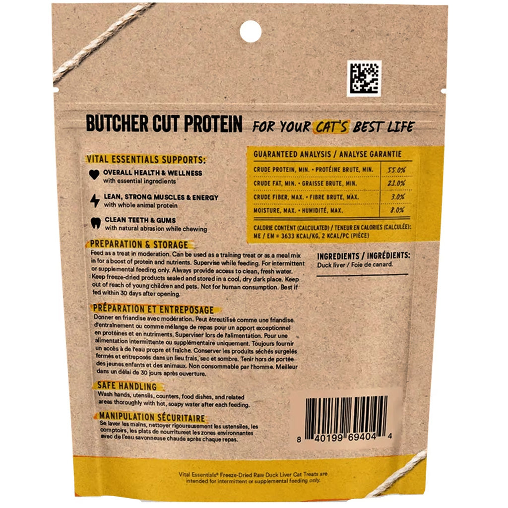 Vital Essentials Freeze-Dried Duck Liver Treats for Cats, 0.9-oz