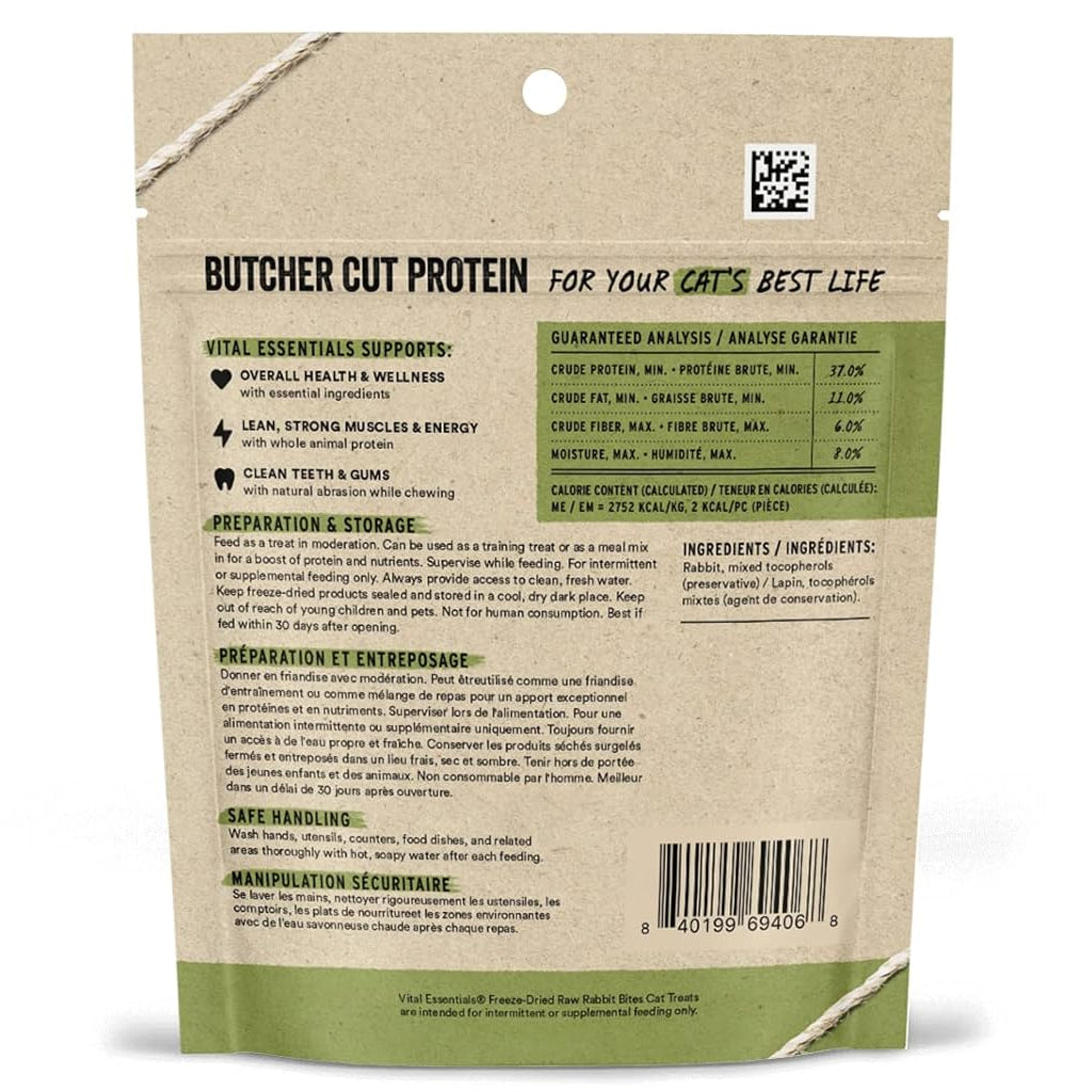 Vital Essentials Freeze-Dried Raw Rabbit Bites Treats For Cats (0.9 oz)
